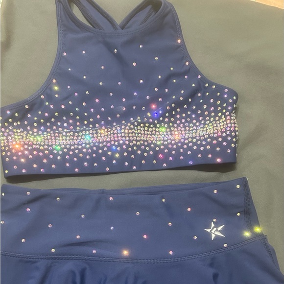 Blue Activewear Set with Rhinestone Accents - Picture 3 of 4